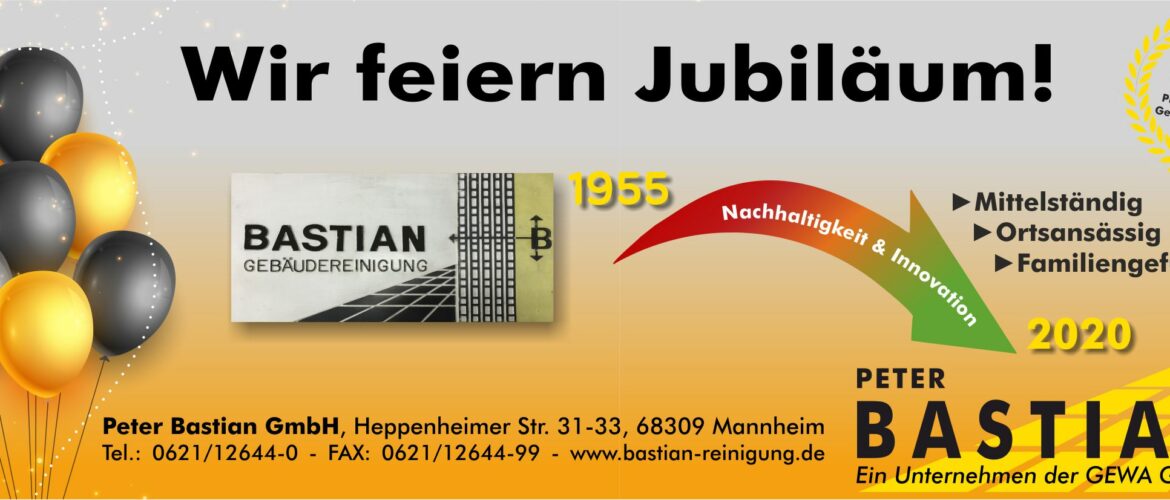 65 Jahre Peter Bastian GebäudeDienste in Mannheim